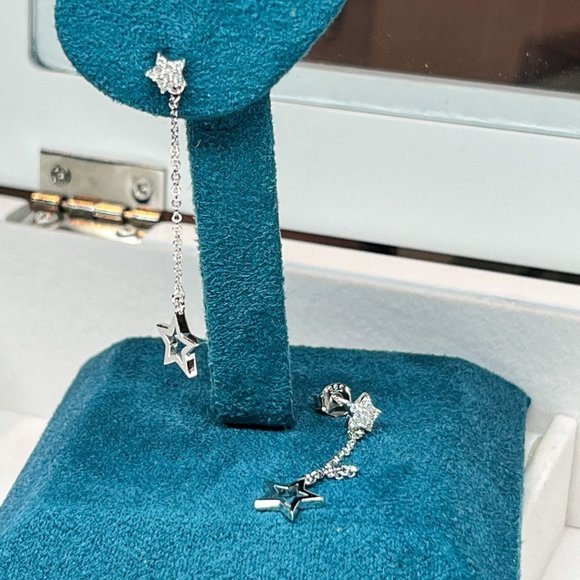 Star Dangle Earrings in Sterling Silver Dangle Earrings Dainty Drop Earrings - Picture 6 of 7